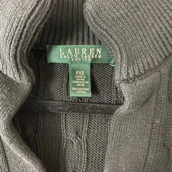 Lauren Ralph Lauren classic black Cable Knit V-neck Collar Sweater Sz PXS - Picture 4 of 9